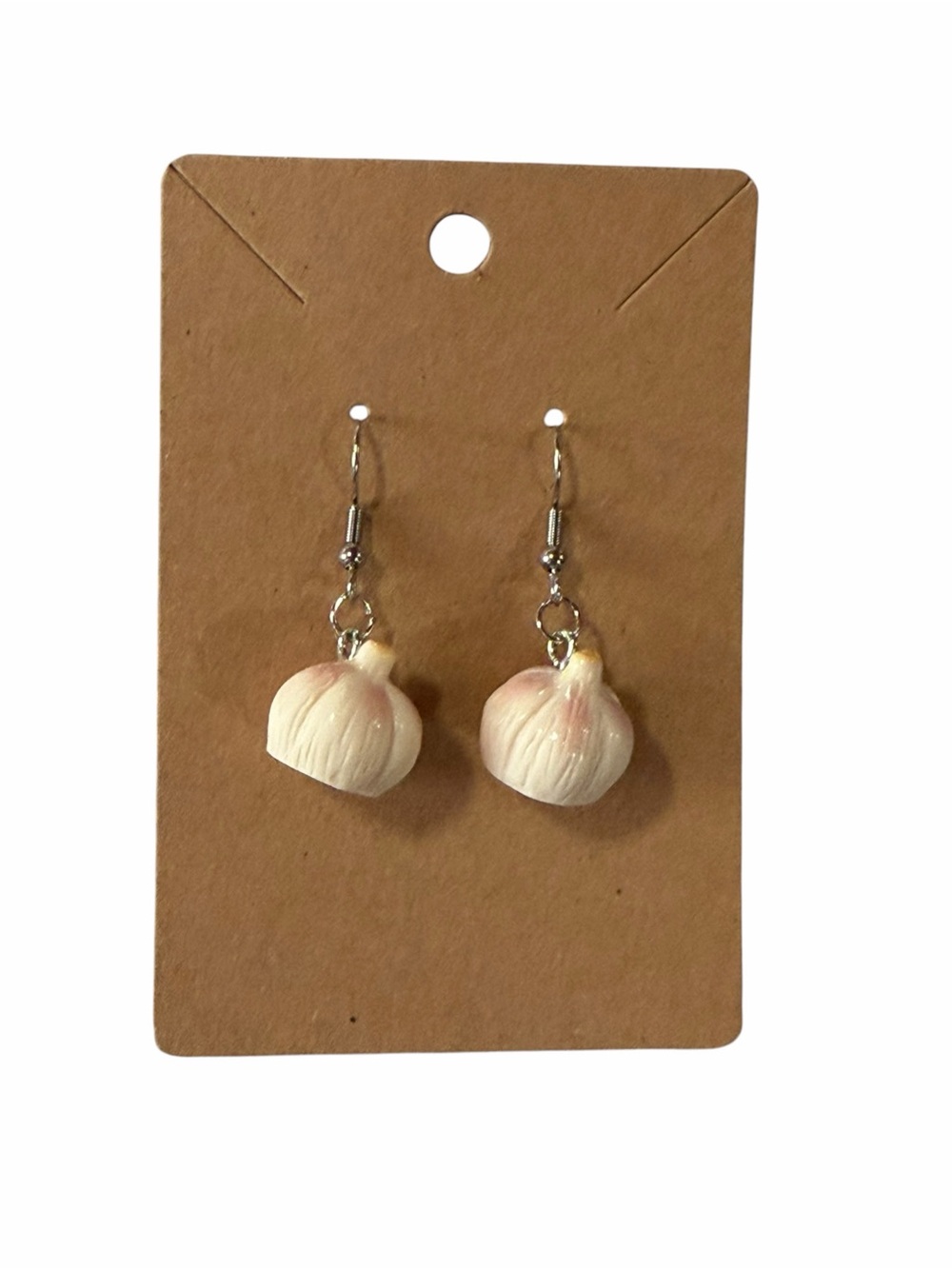 Handmade Cream Garlic Charm Dangle Earrings